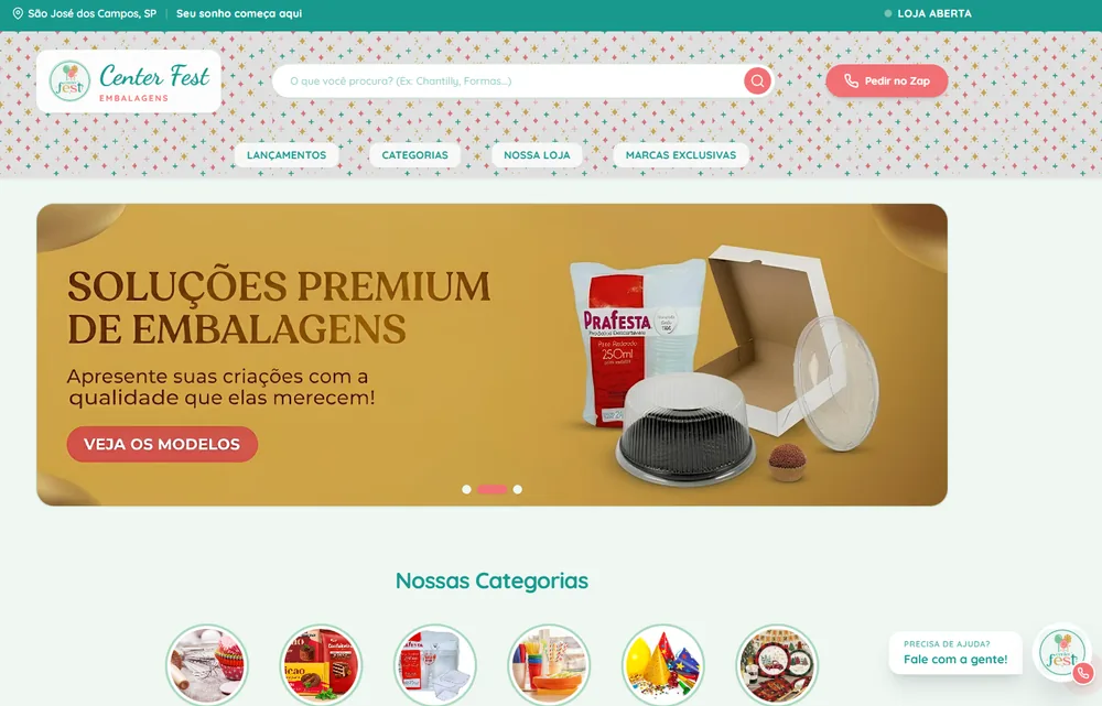 Site e catálogo digital da Centerfest Embalagens em SJC